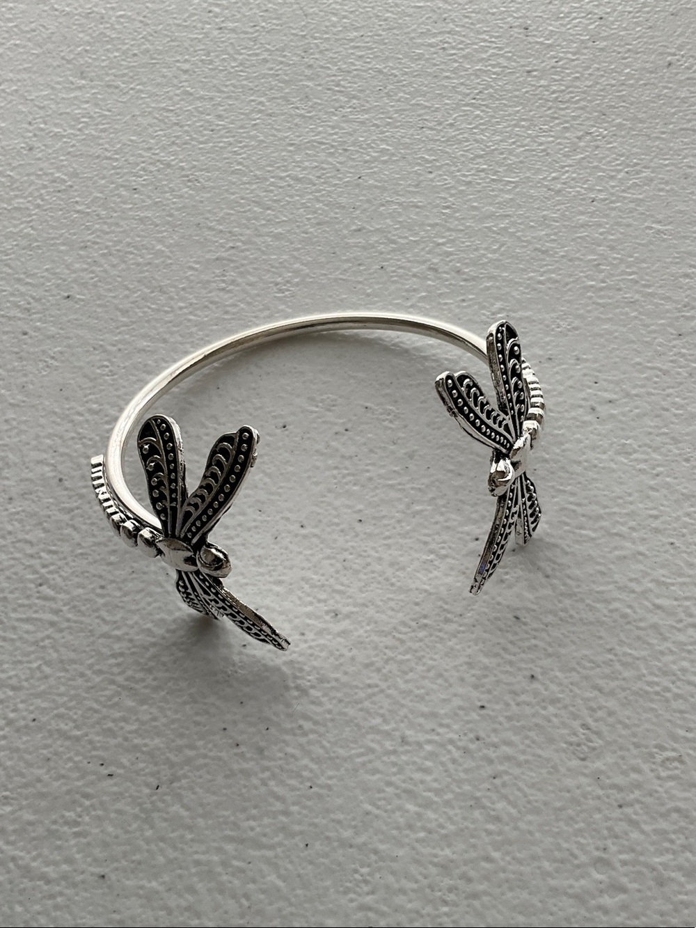 Silver Tone Dragonfly Cuff Bracelet